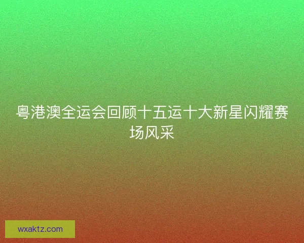 粤港澳全运会回顾十五运十大新星闪耀赛场风采