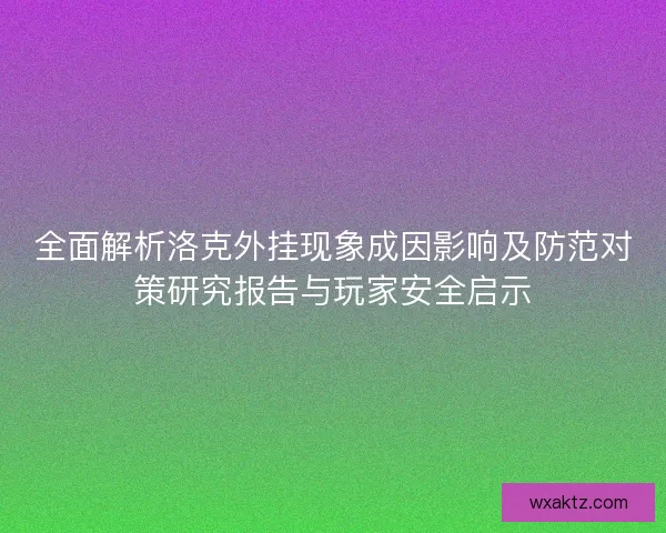 全面解析洛克外挂现象成因影响及防范对策研究报告与玩家安全启示