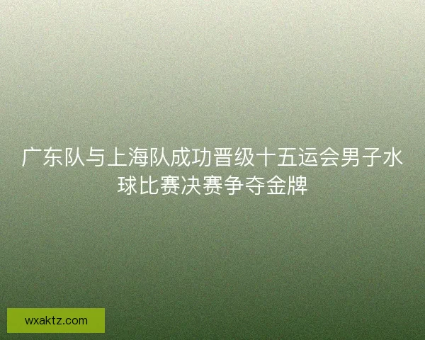 广东队与上海队成功晋级十五运会男子水球比赛决赛争夺金牌