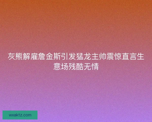 灰熊解雇詹金斯引发猛龙主帅震惊直言生意场残酷无情
